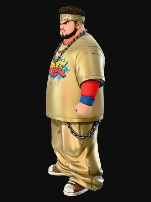 3D model for Toma como referencia la foto. Convierte a la persona en un personaje estilo anime. conserva su estatura y cuerpo. no lentes no sombrero. ropa estilo homie. cholo. con pantalones cholos. que cubran los pies. y solo la punta de los tenis salga. convertielo en un superherore. pero conservando su aspecto y talla xl.