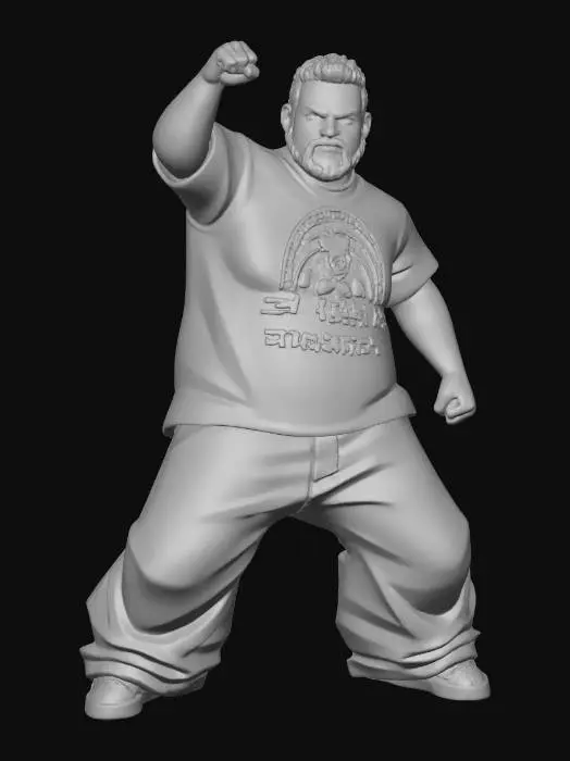 3D model for Toma como referencia la foto. Convierte a la persona en un personaje estilo anime. conserva su estatura y cuerpo. no lentes no sombrero. ropa estilo homie. cholo. con pantalones cholos. que cubran los pies. y solo la punta de los tenis salga. convertielo en un superherore. pero conservando su aspecto y talla xl.  con poses de ssuper heroe