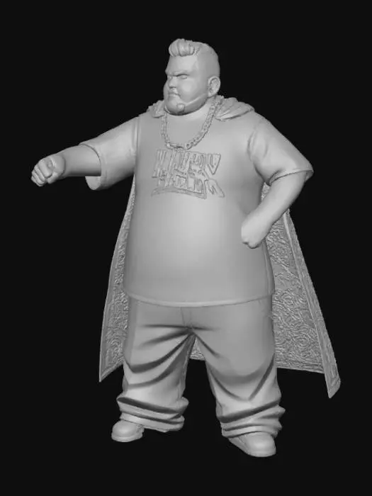 3D model for Toma como referencia la foto. Convierte a la persona en un personaje estilo anime. conserva su estatura y cuerpo. no lentes no sombrero. ropa estilo homie. cholo. con pantalones cholos. que cubran los pies. y solo la punta de los tenis salga. convertielo en un superherore. pero conservando su aspecto y talla xl. Poses de super heroe.
