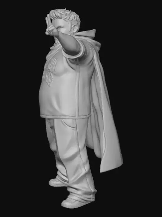 3D model for Toma como referencia la foto. Convierte a la persona en un personaje estilo anime. conserva su estatura y cuerpo. no lentes no sombrero. ropa estilo homie. cholo. con pantalones cholos. que cubran los pies. y solo la punta de los tenis salga. convertielo en un superherore. pero conservando su aspecto y talla xl. Poses de super heroe.