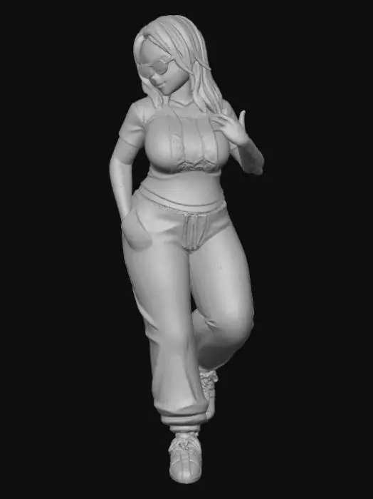 3D model for Toma como referencia la foto. Convierte a la persona en un personaje estilo anime. coserva tamaño corporal  Lo mas parecido en aspecto al 100% 
quita el arbol. un poco rellenita tipo talla grande. . Con sus pechos copa DD. Y sus caderas anchas. Con su gluteos redondos. Poses. Cuerpo completo usado pataloes baggy y playeras pegadas. sin sombrero. con lentes oscuros estilo ganster. poses de homie. tenis addidas