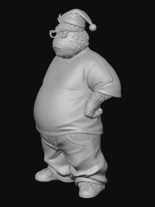 3D model for #Christmas2025#, Toma como refrencia la foto. Conviertelo en un grinch de color verde y con traje navideño. en estilo cholo con sus jersey larga y ancha . jeans baggy que cubrean los apatos. tenis addidas. o algun tipo de converse. Mantener el cuerpo en talla mediana. En un estilo anime. Con sus mano en la cadra. con poses geniales estilo grinch