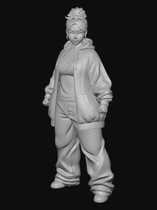 3D model for Toma como referencia la foto. Convierte a la persona en un personaje estilo anime. conserva su estatura y cuerpo. no lentes no sombrero. ropa estilo homie. cholo. con pantalones cholos. que cubran los pies. y solo la punta de los tenis salga. Usando ropa  de super heroe. Poses de superheroe.