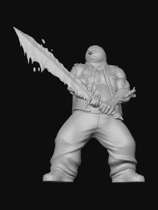 3D model for #Christmas2025#, Toma como refrencia la foto. Conviertelo en un personaje de anime. como un snowman. pero con apariencia humana sin abandonar  el estilo snowman con sus brazos de rama musculosos . estilo jack frost. manten el cuerpo mediano. no lentes. usar ropa como chalecos y adidas  como tenis. pantalones cholo. que cubran las botas. con una  espada de hielo. en posicion de ataque. hacer el modelo alto y musculoso.