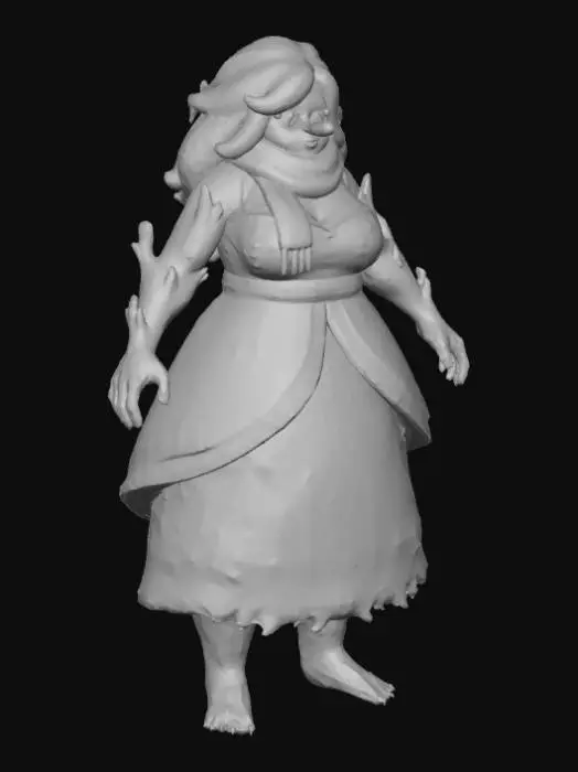 3D model for #Christmas2025#, Toma como refrencia la foto. Conviertelo en un personaje de anime. como un snow woman.  sin abandonar  el estilo snowman estilo jack frost. manten el cuerpo mediano. usar ropa femenina.ropa en colores frios. mostrar mas los brazos en textura de madera. tambien favorecer el uso de cabello en forma de nieve . Nariz de zanahoria pequeña .Mostrar  Cuerpo entero .