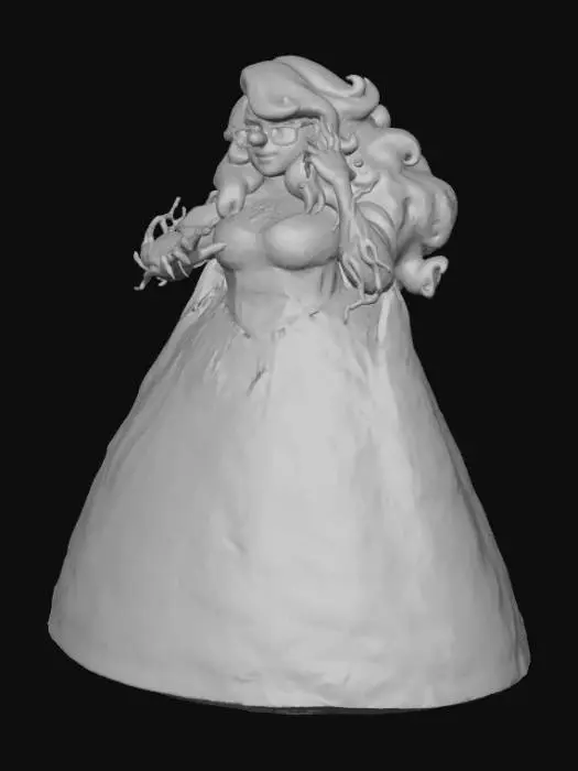 3D model for #Christmas2025#, Toma como refrencia la foto. Conviertelo en un personaje de anime. como un snow woman.  sin abandonar  el estilo snowman estilo jack frost. manten el cuerpo mediano.  lentes. usar ropa femenina.ropa en colores frios. mostrar mas los brazos en textura de madera. tambien favorecer el uso de cabello en forma de nieve . Nariz de zanahoria. Cuerpo entero .