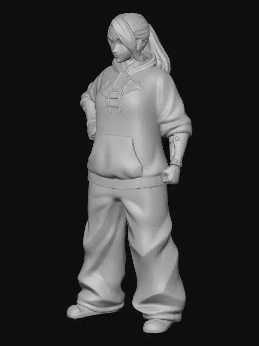 3D model for Toma como referencia la foto. Convierte a la persona en un personaje estilo anime. conserva su estatura y cuerpo. no lentes no sombrero. ropa estilo homie. cholo. con pantalones cholos. que cubran los pies. y solo la punta de los tenis salga. Usando ropa  de super heroe. Poses de superheroe.