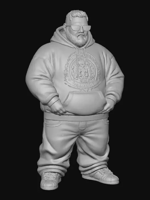 3D model for has el mismo modelo pero agregale barba los lentes oscuros totalmente que no se vean los ojos.