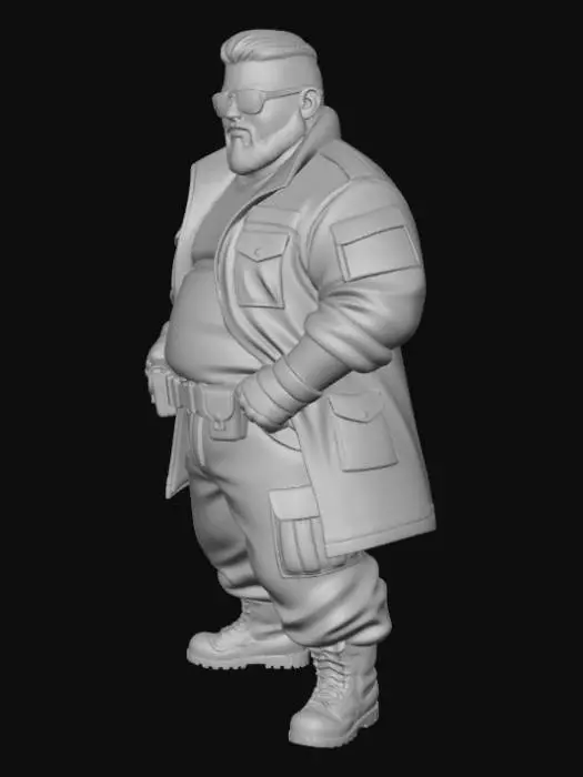 3D model for copia al personaje de anime,  usa colores militares  y poses de modelo  pantalon y accesorios , . usa ropa de estilo baggy . estilo de cabello igual a la imagen. sin armas. chamarra larga y abierta tipo limitar. guantes. todo el personaje debe caber en la imagen mostrando desde la cabeza hasta los pies. poses de audacia. pero femeninas. la camisa pegada al cuero por dejabo de la chamarra. poses militares. en distintos colores la ropa pero con estampado camo