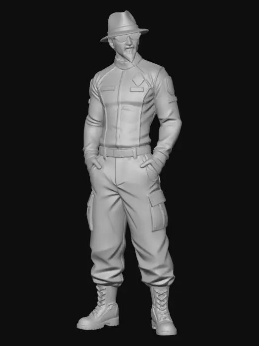 3D model for has un convierte  el rostro de la foto  alpersonaje de anime,  usa colores militares  y poses de modelo  pantalon y accesorios , usa ropa de estilo baggy  estilo de cabello igual a la imagen. sin armas.  tipo limitar. guantes. todo el personaje debe caber en la imagen mostrando desde la cabeza hasta los pies. poses de audacia. pero femeninas. la blusa pegada al cuero. poses militares.ropa pero con estampado camo en color negro. y con armamento o traje swat