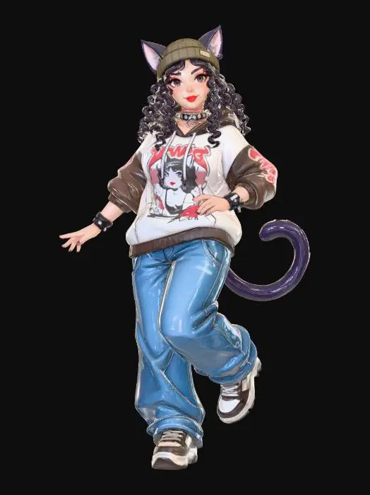 3D model for Cat-Eared Style Statement