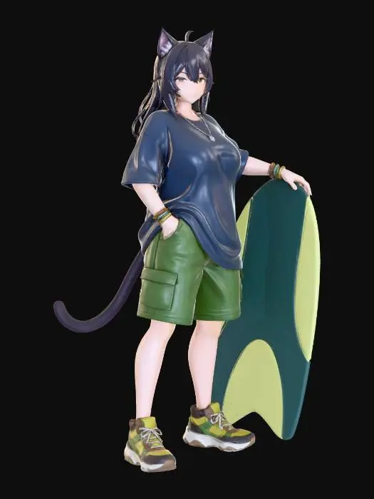 3D model for Surfer Cat Character