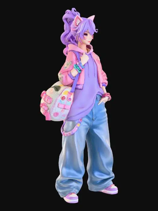 3D model for Cat-Inspired Pastel Style