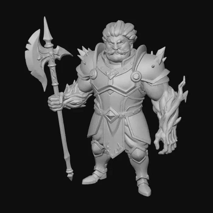 3D model for #Christmas2025#, Toma como refrencia la foto. Conviertelo en un personaje de anime. como un snowman.con sus brazos de rama musculosos . estilo jack frost. manten el cuerpo mediano.usar ropa de caballero. hacer el modelo con apariencia de guardia. Usar nieve y hielo para cabello y bigote. Ojos azuled. Con su nariz de carbon. Vistiendo como un caballero con arma  hecha de hielo y oro. No espada. No martillo. Usar otras armad. Personaje alto y musculoso. Solo bigote no barba usando armadura. Mostrar cuerpo completo.