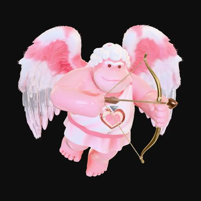3D model for Pink Cupid with Heart Arrow