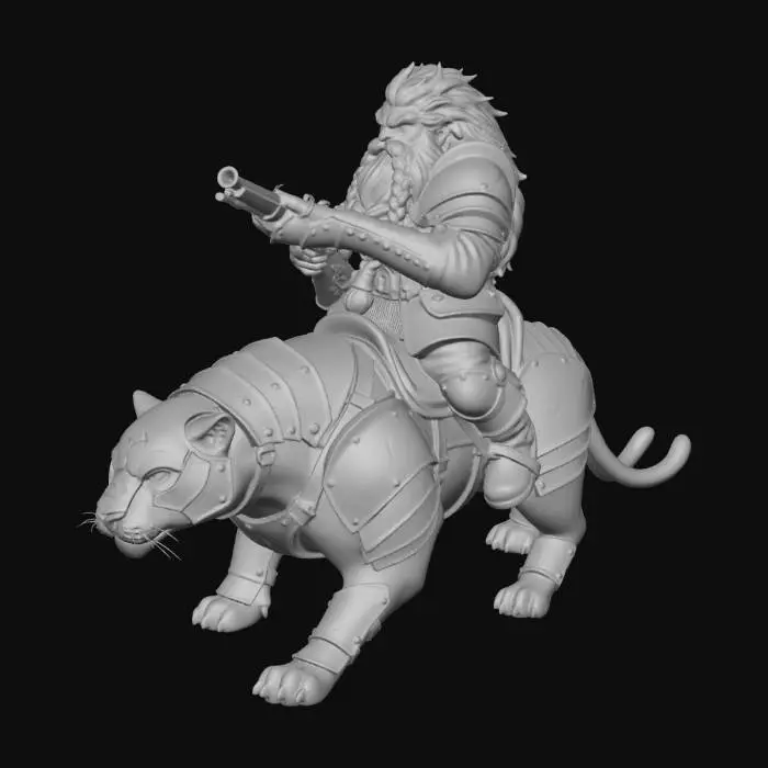 3D model for Dwarven Knight on a War Panther