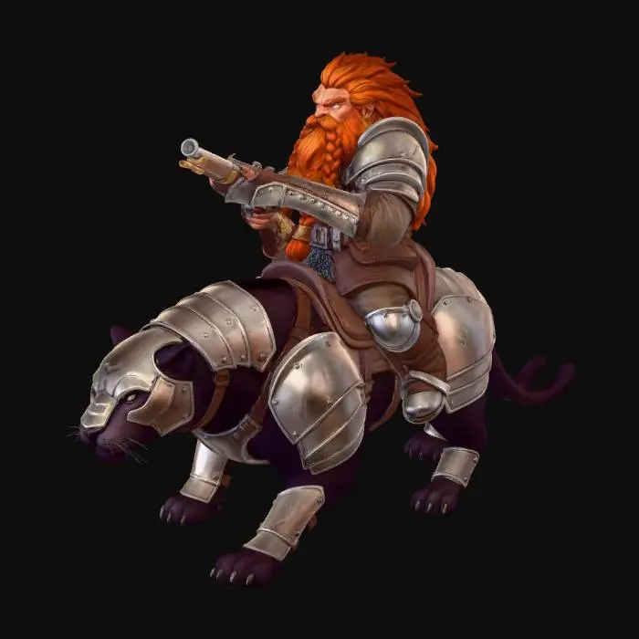 3D model for Dwarven Knight on a War Panther
