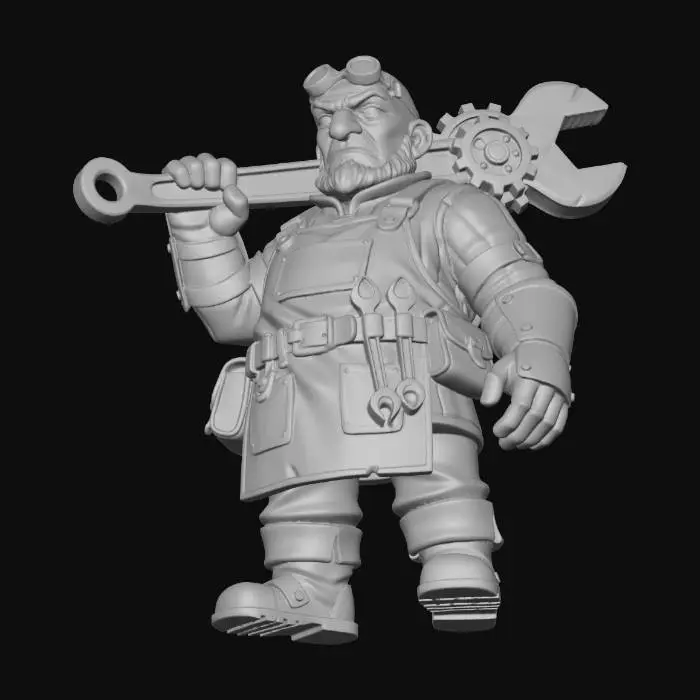 3D model for Dwarven Blacksmith with a Giant Wrench