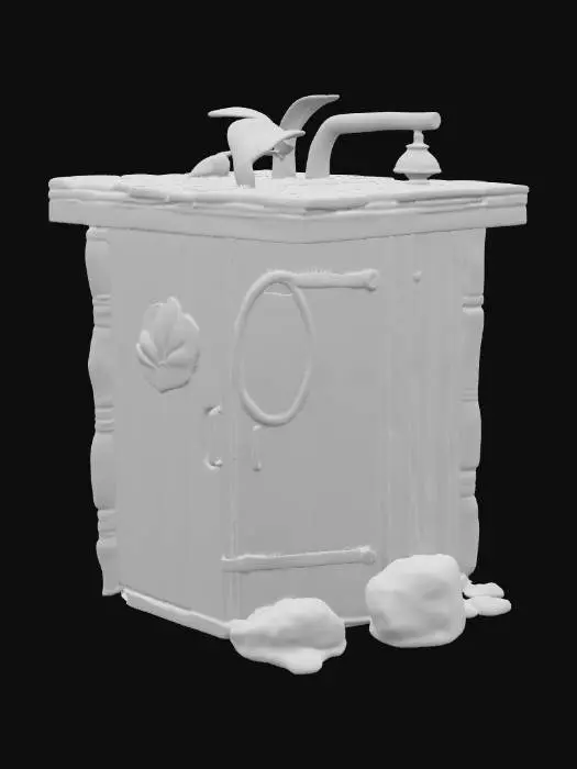 3D model for Wood Made Of Outhouse, A Door Made In Wood,  Leaf, A Rock With Mirror, A Soft Leaf Into the Rock in the Ground and Top,  Wood Made Is Down stars, Wood Made Of Shower Head