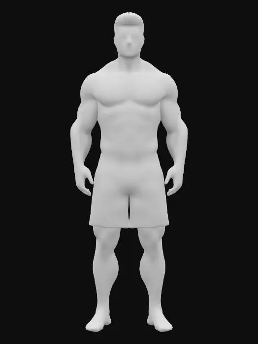 3D model for body of , an average man in A-pose, Game Assets