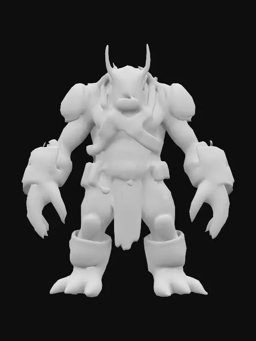 3D model for CAVE TROLL IN power armor Exoskeleton with ballistic vest and wearing a harness but also fabric armor around the legs and forearms, A-pose, realistic, metallic, large pouches sides of legs, CAMO, cave troll