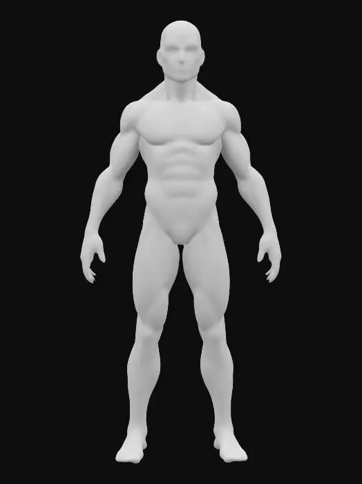 3D model for perfect rig character A-pose, symmetrical 