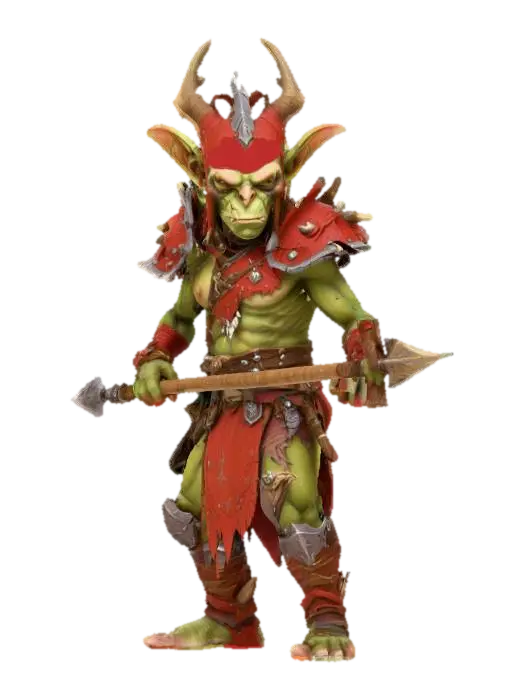the most bad ass goblin warrior, in the stayle of world of warcraft, bright… - Worldofwarcraft 3D model, vytvořený pomocí AI