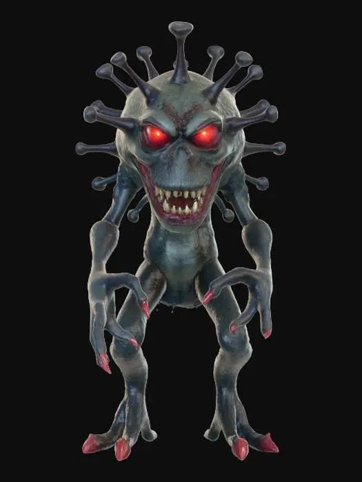 3D model for  a monster virus evil coronavirus hybrid monster 