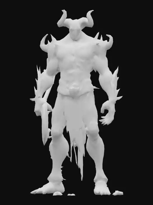 3D model for rusted infernal golem, evil creature
