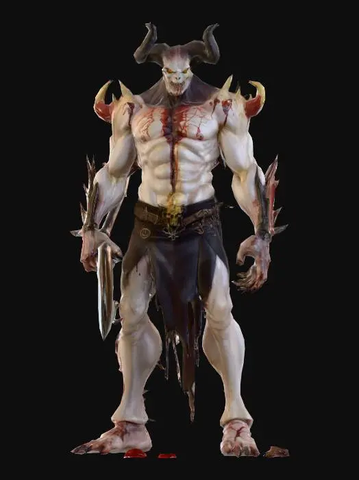 3D model for rusted infernal golem, evil creature
