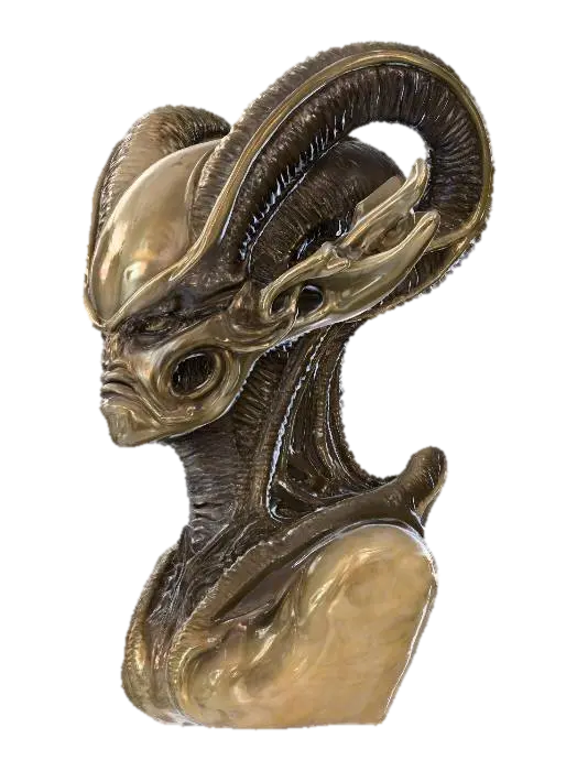 Alien Monarch Bust 3D model, vytvořený pomocí AI