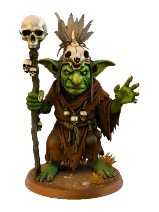 由 PICKTURA 制作的 Goblin Shaman's Power — 使用 Meshy AI 3D 生成器制作，免费下载 FBX OBJ GLB STL