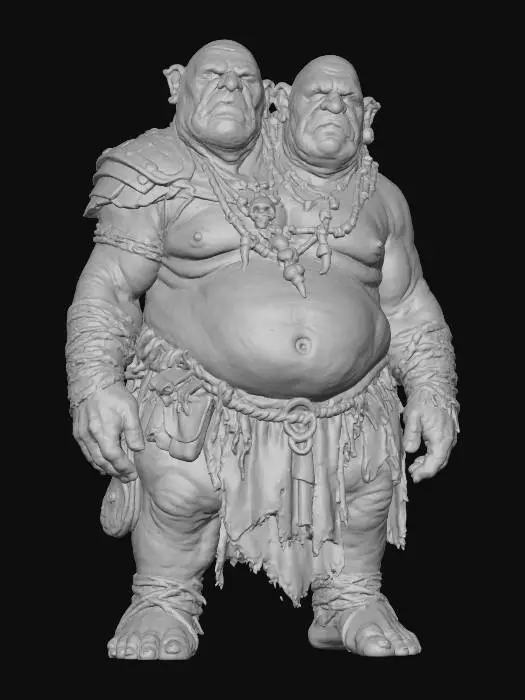 3D model for Two-Headed Ogre Warrior