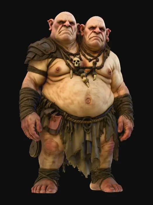 3D model for Two-Headed Ogre Warrior
