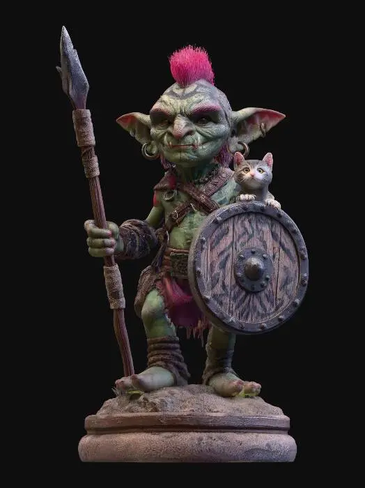 3D model for Goblin Warden and the Cat on the Shield