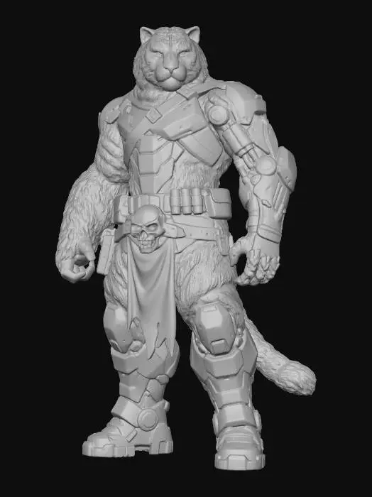 3D model for Cybernetic Tiger Warrior
