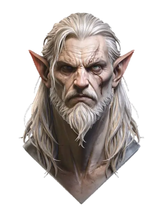 Scarred Elder Elf - Magical-3D-Modell, KI-generiert