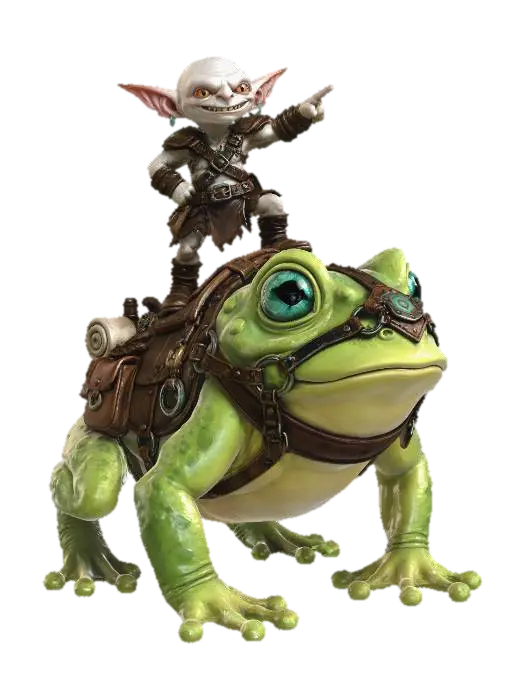Goblin Rider on a War Frog 3D model, vytvořený pomocí AI