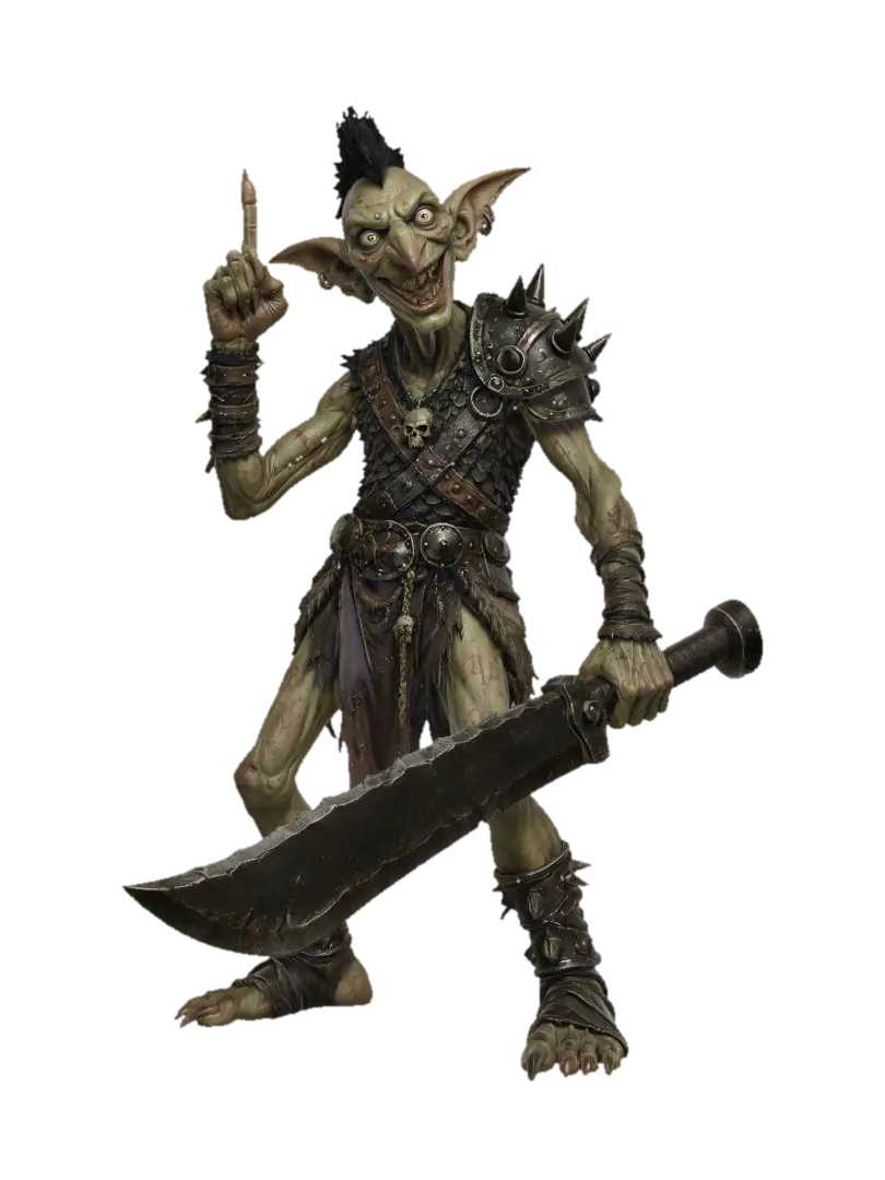 Ironjaw Goblin Berserker - Spiky 3D model, vytvořený pomocí AI
