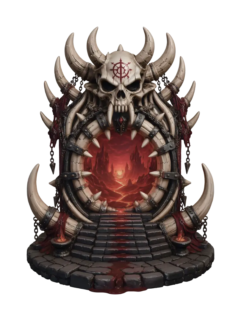 Gate of the Infernal Skull - Door 3D model, vytvořený pomocí AI