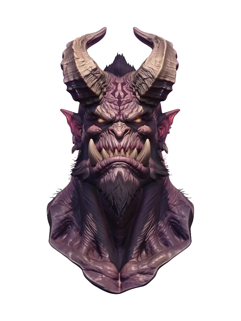 Abyssal Horned Overlord 3D model, vytvořený pomocí AI