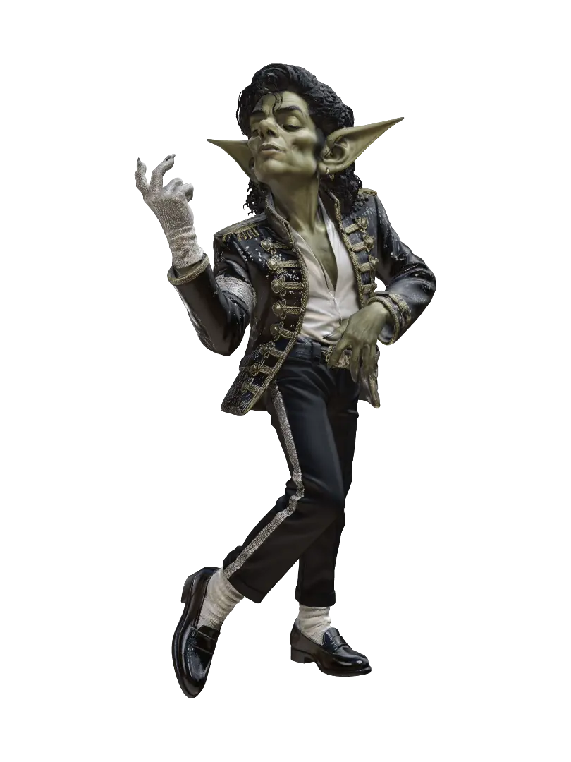 Disco Goblin Rockstar 3D model, vytvořený pomocí AI