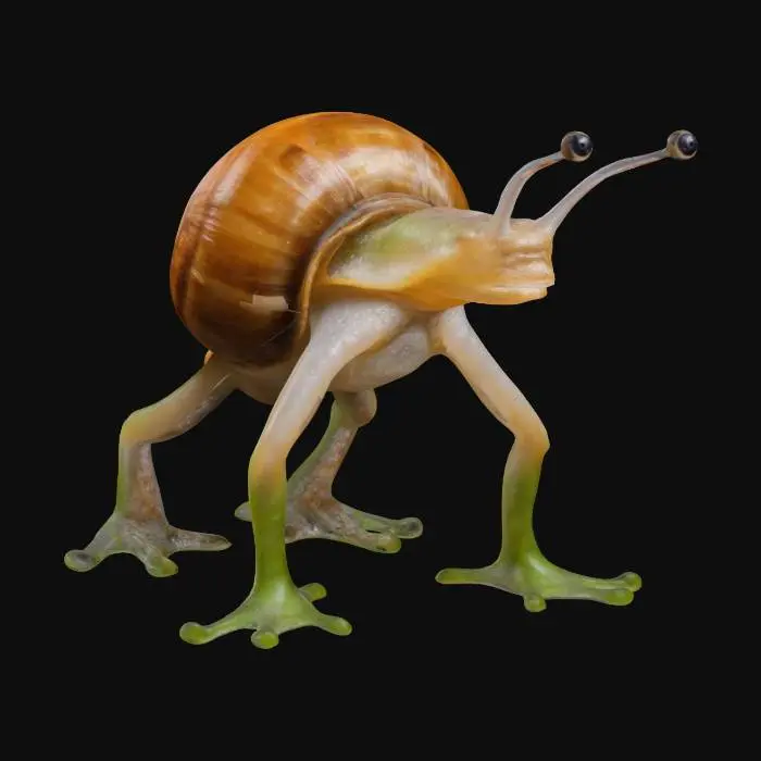 3D model for snail head and frog legs, snail shell on its back