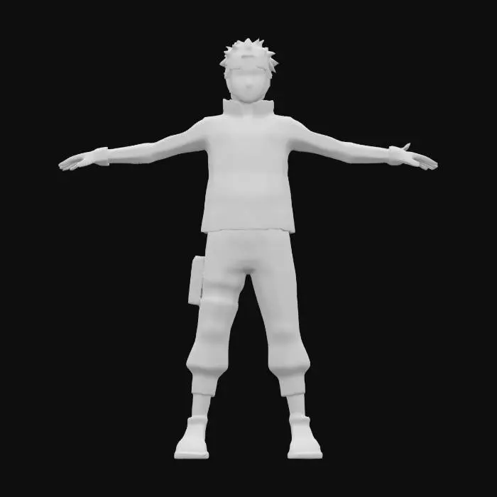 3D model for kakashi from naruto anime, A-pose, 
