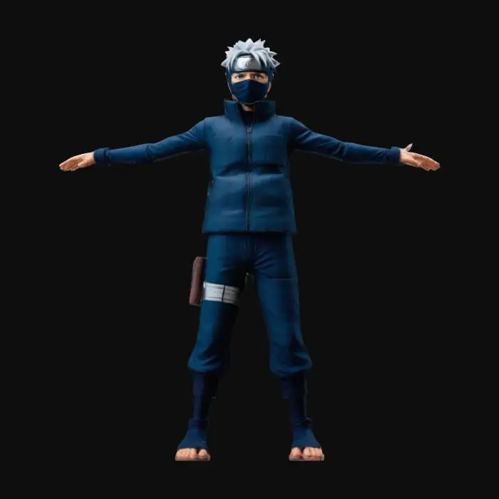 3D model for kakashi from naruto anime, A-pose, 