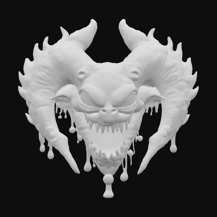 3D model for nasty emblem of the zerg, bright gooee green ooz , bright yellow and purple , symmetrycal design mixed with sticky
