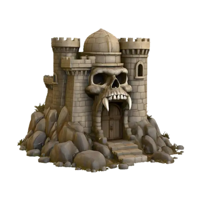 Skull Fortress by PICKTURA — made with Meshy AI 3D generator, free FBX OBJ GLB STL download