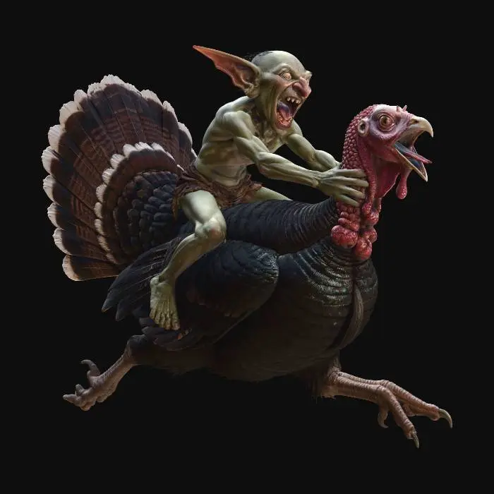 3D model for Goblin Rider on a Giant Turkey