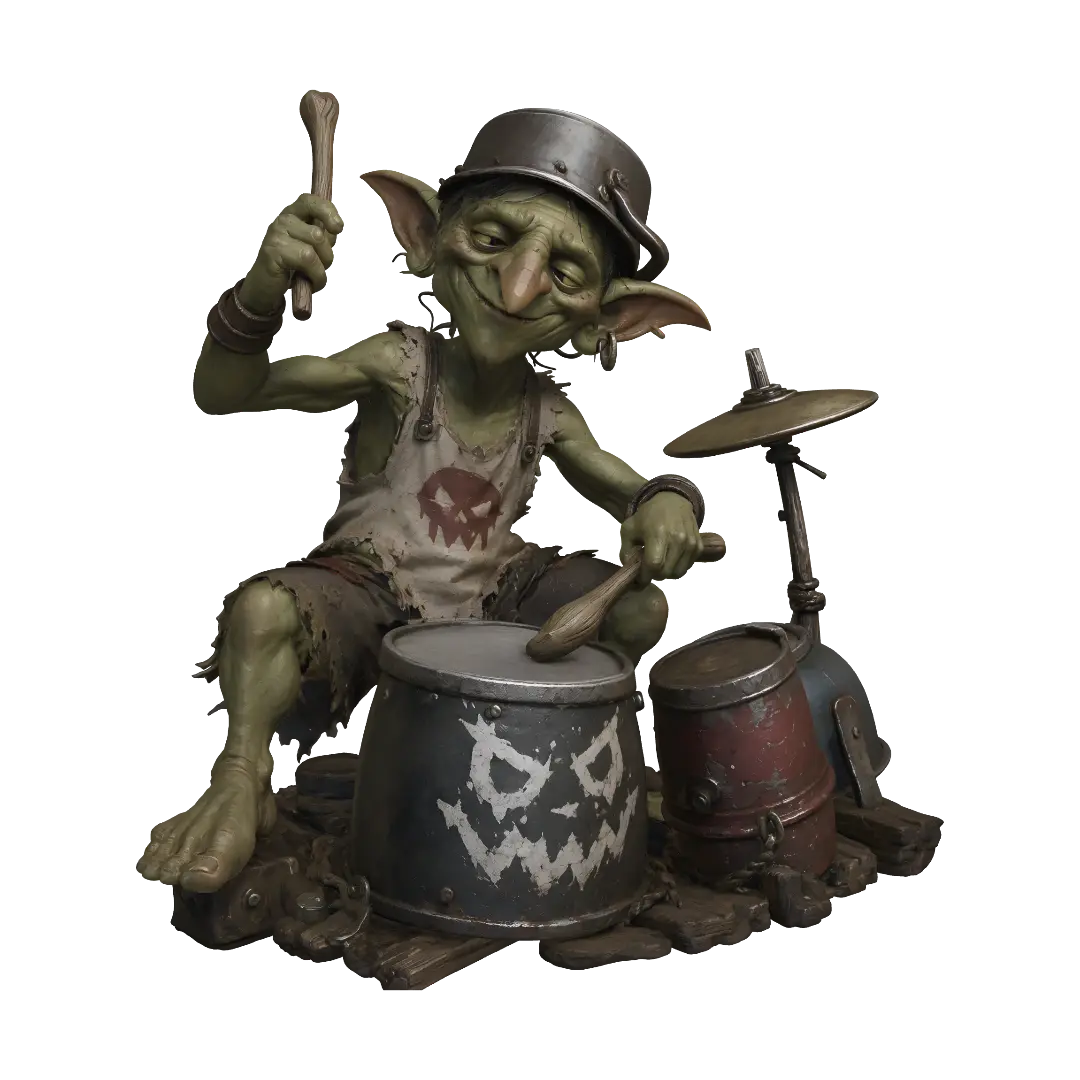 Rusted Rhythm Goblin 3D model, vytvořený pomocí AI