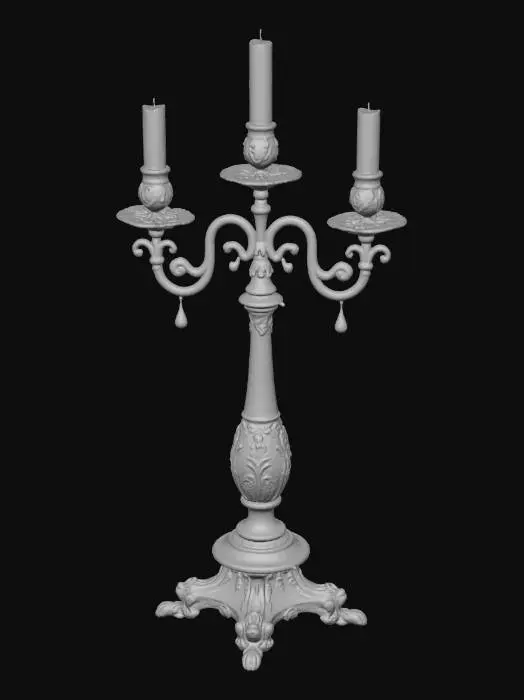 3D model for old triple candle support , luxe style, mansion style